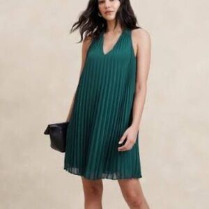 Banana Republic Dark Green Halter Pleated Midi Dress plus Size 18 23181